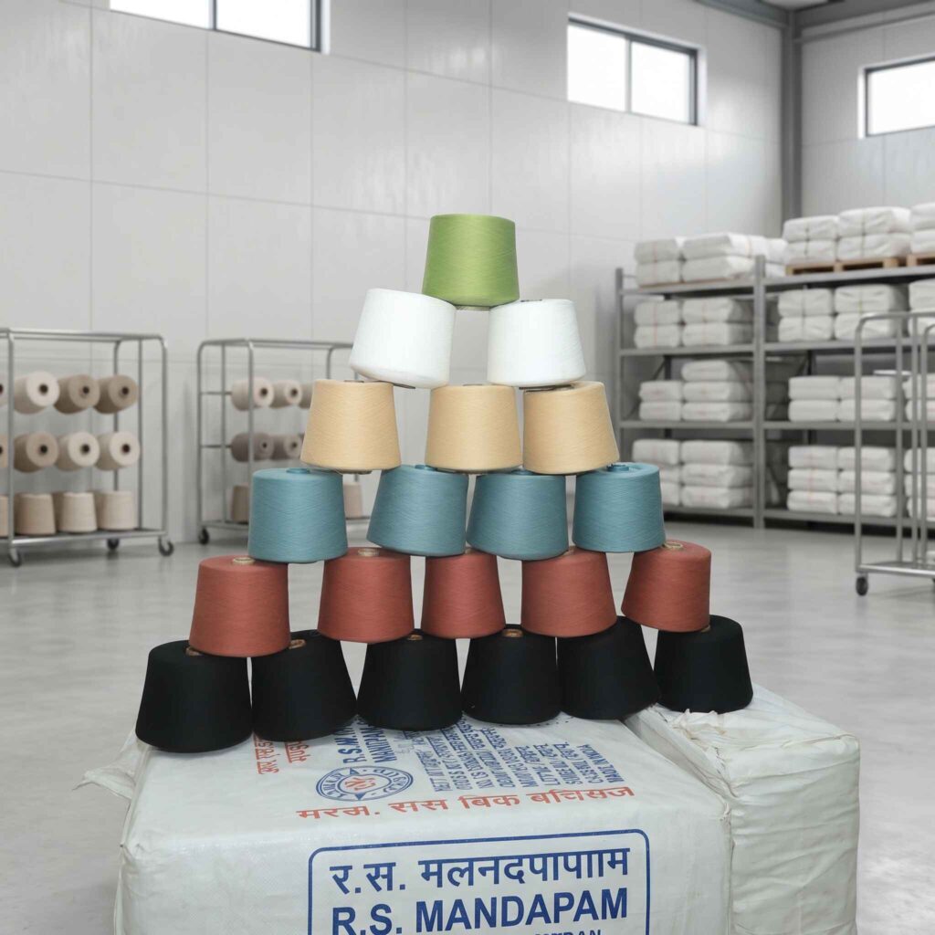 Premium cotton yarn used for flat knitwear manufacturing