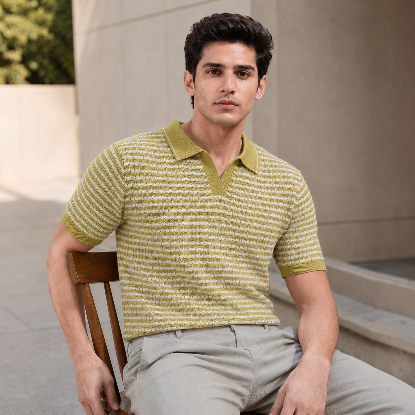 Flat Knit Polo T-Shirt